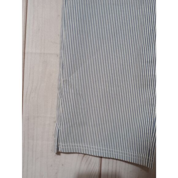 Mario Serrani Pants Womens XL Blue White Striped Cropped Stretch Rayon Slit Hem - Picture 3 of 8